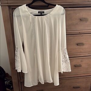 White Lace Bell Sleeve Dress